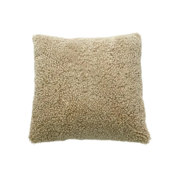 Soft Short Wool Merino Sheepskin Pillow Cover - Luxurious Single-Sided Throw Pillow Cover pillowcase for Cozy Home Décor - Khaki Color
